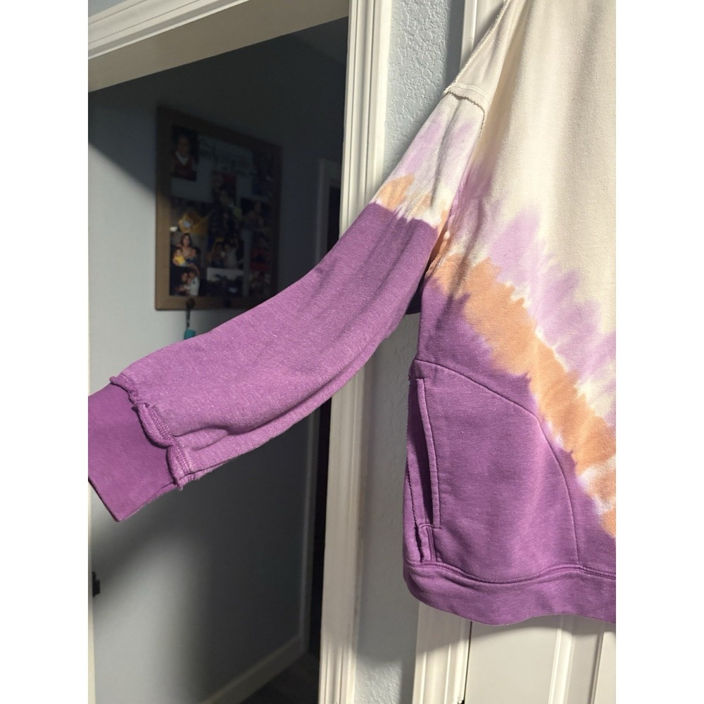 Free People Movement Sweatshirt Small Purple Tie Dye Oversized Pockets Pullover - Picture 5 of 8
